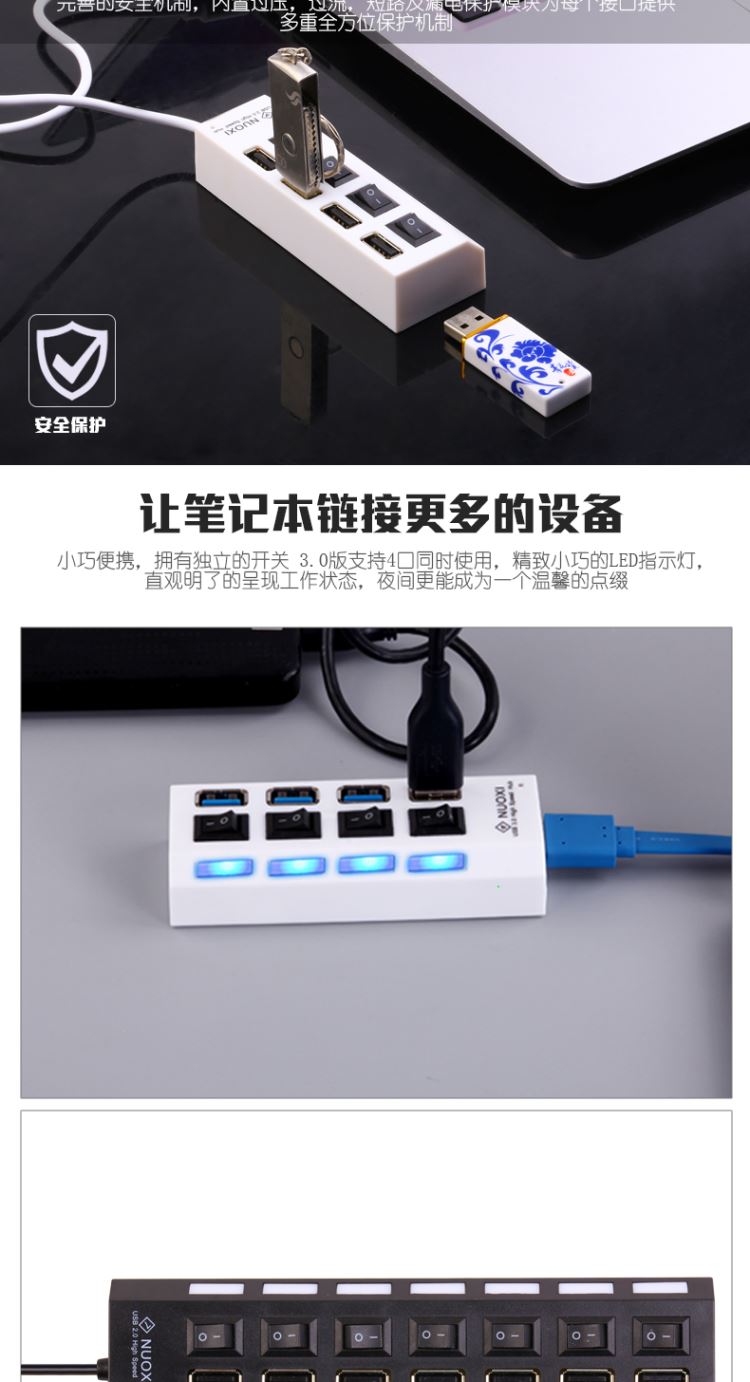 USB2.0 splitter máy tính đa giao diện trì hoãn USB mở rộng Hub chuyển mạch 5 với vận chuyển công tắc - USB Aaccessories quạt mini fan