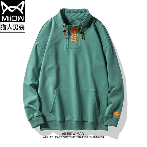 Демисезонная толстовка, свитшот, утепленный лонгслив, куртка, высокий воротник, свободный крой, коллекция 2021