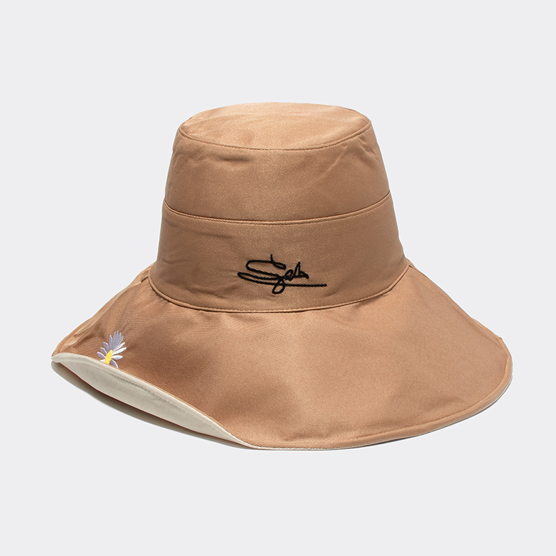 (DAISY) Orange And Beige With Windbreak Brim 11CmInternet celebrity Fisherman hat summer solar system veil Korean version tide sunshade Big edge Sunscreen Sun hat two-sided Hat female spring and autumn