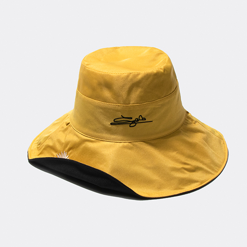 (DAISY) Yellow And Black Windbreak With 11Cm BrimInternet celebrity Fisherman hat summer solar system veil Korean version tide sunshade Big edge Sunscreen Sun hat two-sided Hat female spring and autumn