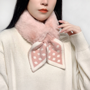 【向朵】保暖交叉时尚毛线拼接围巾