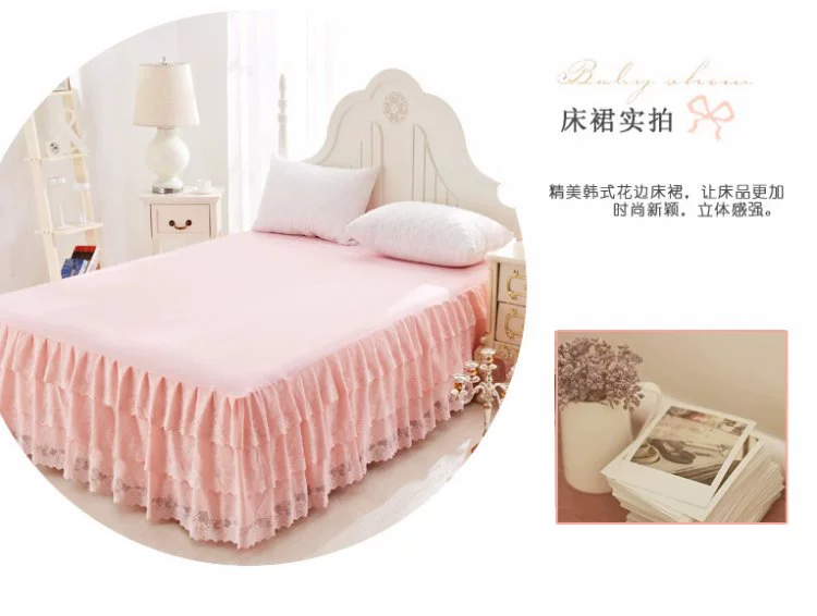 Phiên bản Hàn Quốc của công chúa trải giường bằng vải ren đặt váy ga trải giường đơn mảnh 1.8x2.0x2.2m1.5 m chống bụi - Váy Petti