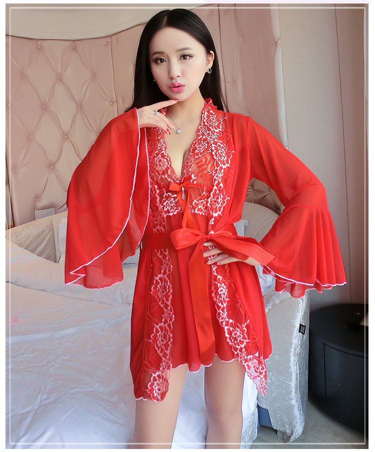 Sexy đồ lót khiêu dâm ren trong suốt dây đeo váy ngủ cực kỳ cám dỗ Sao nóng ba mảnh đồ ngủ niềm đam mê phù hợp shop quần áo