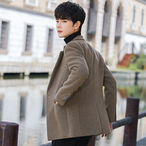 Mens casual suit top slim Korean version of trend handsome one piece autumn and winter coat wool woolen small suit