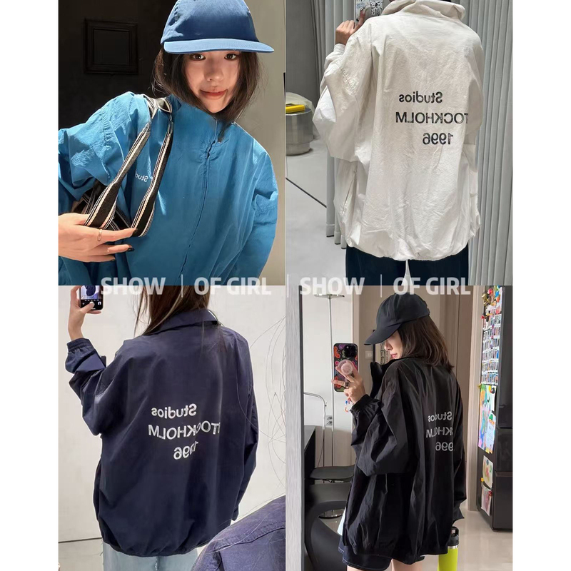 Show of Girl 26Ss Is Light and Easy to Wear! 1996 Letter Print Loose Zipper Jacket Windbreaker Coat