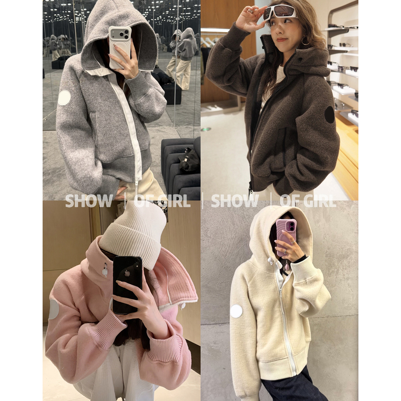Show of Girl Classic Is Now Available! Big Goose White Badge Fleece Sweatshirt Hooded Jacket Flight Jacket