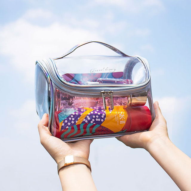 Net red transparent simple waterproof large-capacity fitness wash bag bath bag ins storage bag portable cosmetic bag