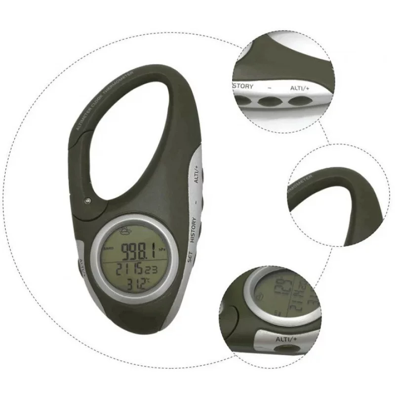 [Outdoor hiking multifunctional digital barometer altitude thermometer monitor climbing buckle barometer]