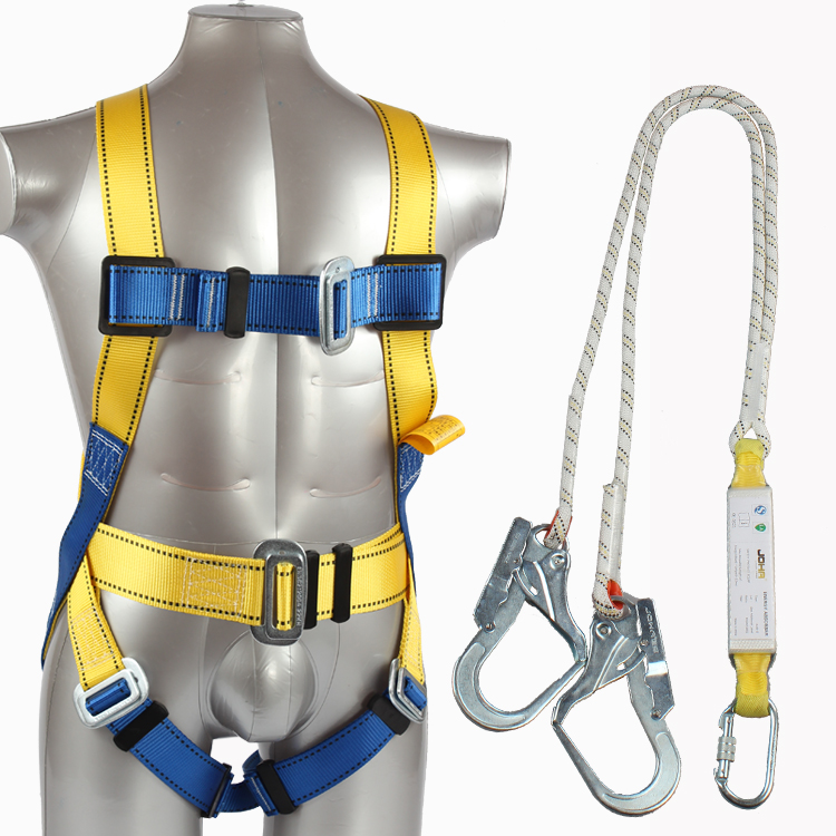 JOHA buffer European-style full-body five-point aerial work safety rope polyester fiber double hook anti-fall safety belt