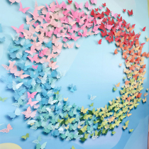 3d three-dimensional simulation butterfly decoration bedroom warm self-adhesive wallpaper ins Wind wall stickers classroom culture class layout