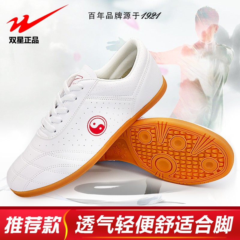 Twin Star Tai Chi Shoes Bull Fascia Base Practice Shoe Leather Taijiquan Shoes Woman Autumn Winter Kung Fu Martial Arts Fitness Shoes Sneaker Men