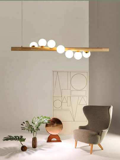 Ресторанная люстра в скандинавском стиле, молекулярная лампа, простая современная, в деревянном кремовом стиле, «волшебная боба», высококачественное освещение для обеденного стола