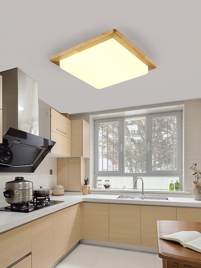 日式阳台灯小吸顶灯led简约现代北欧灯具原木书房入户走廊过道灯