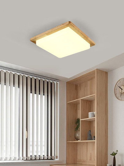 日式阳台灯小吸顶灯led简约现代北欧灯具原木书房入户走廊过道灯