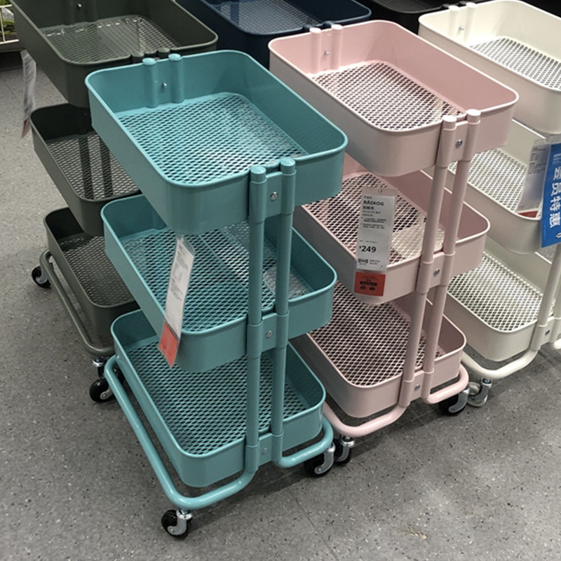 Xinyijia Small Trolley Storage Rack Kitchen Beauty Salon Multi-Functional Multi-Layer Movable Baby Snack Trolley Bookshelf