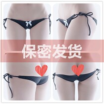 Private customized very low cotton cloth high-quality girl bow half hip simple cute ultra low waist lace-up underwear