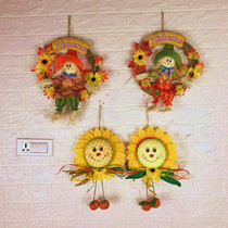 Kindergarten Decoration Straw Ring Hung Pumpkin Sun Flower Pendant Corridor Classroom Placement Materials