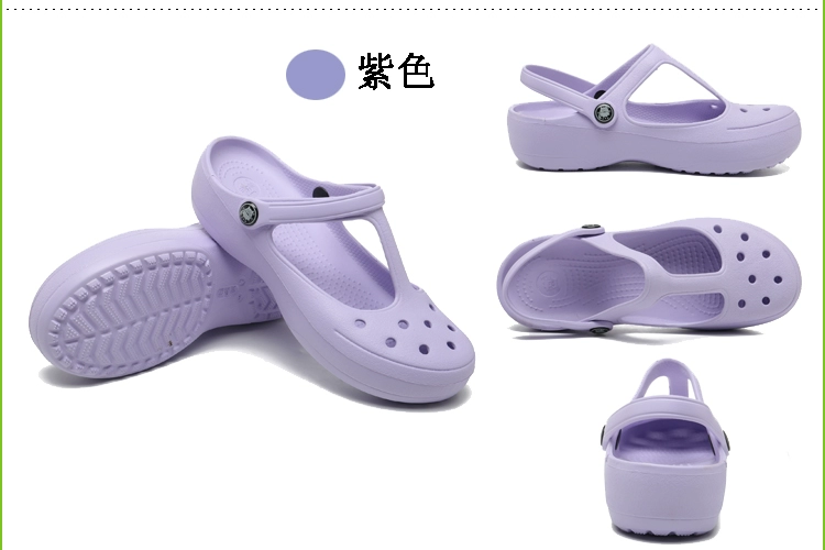 2024 Mới Retro Mary Jane Crocs Y Tá Chuyên Nghiệp Giày Sandal Nữ Chống Trơn Trượt Giày Đi Biển Dày Jelly Giày