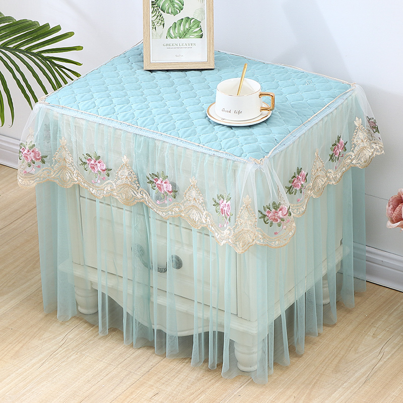 Bed head cupboard cover floor style European-style bed head cabinet thickened cover towels bedroom fabric lace quilted clamp cotton dust-proof tablecloth