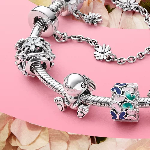 Pandora, кролик, милый ювелирный шарм с бусинами, DIY