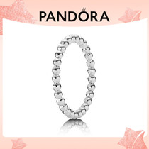 Pandora Elegant Beaded Ring 190615 Classic Stackable Light Luxury Design