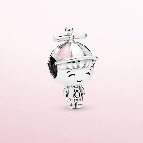 Pandora, розовый милый модный ювелирный шарм для мальчиков, серебро 925 пробы, подарок на день рождения