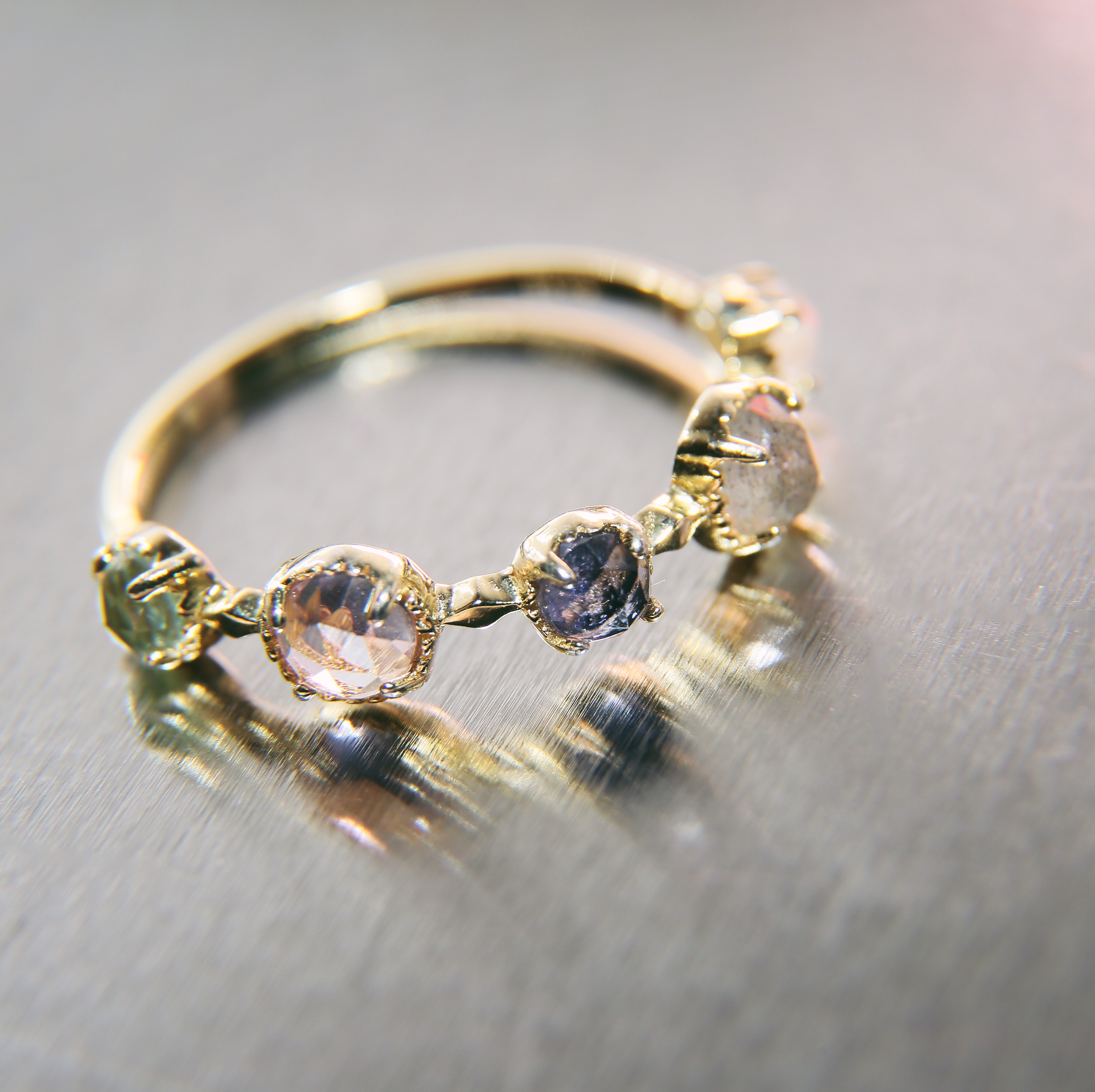 Na Uy không có rừng đá quý năm màu topaz thạch anh tím tự nhiên cho quà tặng bạn gái (có bao bì) nhẫn đồng xu
