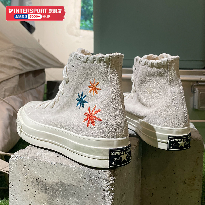 Converse Chuck 70 Embroidered Floral High-Top Casual Sneakers Women's White Shoes A04298C