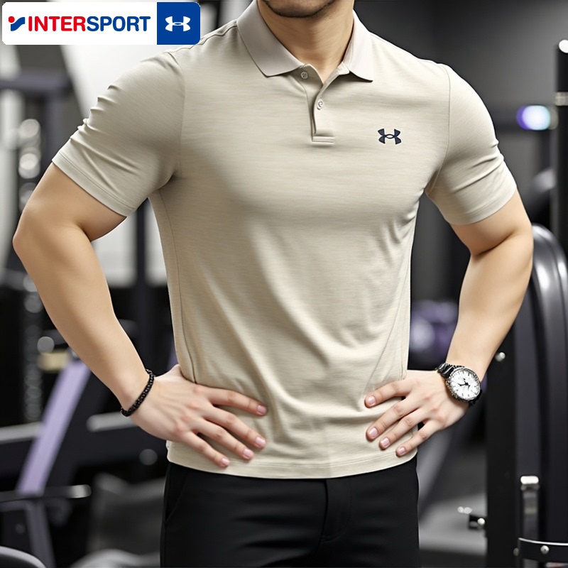 Ua under Armour Quick-Drying Men's Polo Shirt 2026 Spring New Sportswear Stand-Up Collar Short-Sleeved T-Shirt 1377374
