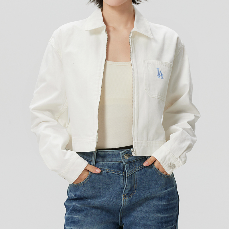 Inter | Mlb Women's 2026 Autumn New Casual Retro Vintage Short Trendy Washed Denim Jacket
