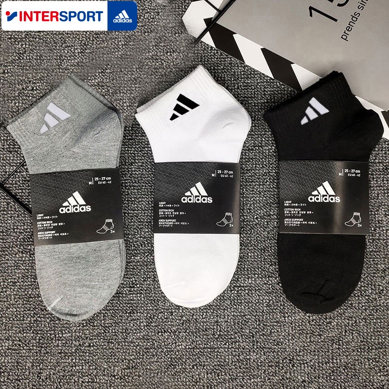 Adidas Adidas White, Gray, and Black Three-Pair Pack Men's Socks Women's Socks Official Flagship Store Genuine New Mid-Calf Socks Sports Style Socks
