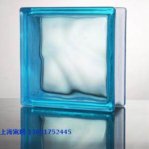 Translucent transparent colored glass brick blue cloud pattern glass brick partition wall soundproof glass brick wall