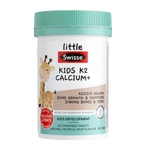 Swisse K2 Calcium Citrate Vitamin D3 Baby Calcium Supplement Chewable Tablets for Children 2 Years and Over 60 Tablets