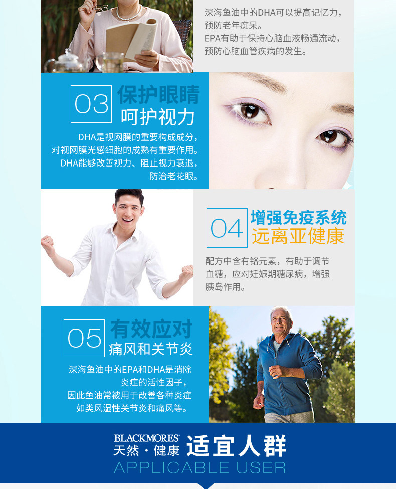 澳洲进口 澳佳宝 Blackmores 深海鱼油软胶囊 400粒 图3