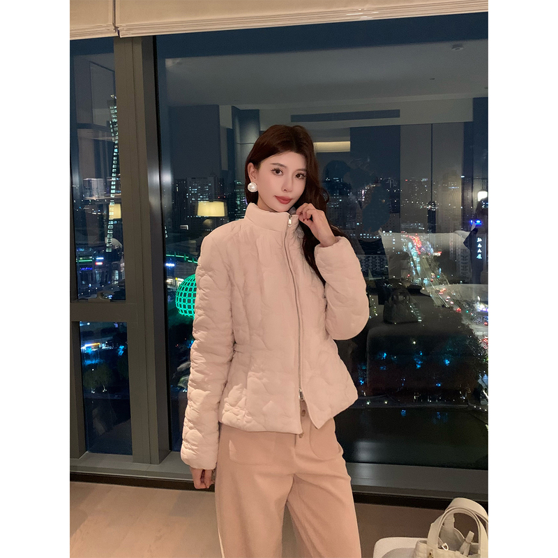 Kun【Female Celebrity】Pink Stand Collar down Jacket Women's Goose down Jacket Slim Fit Winter Coat New Style