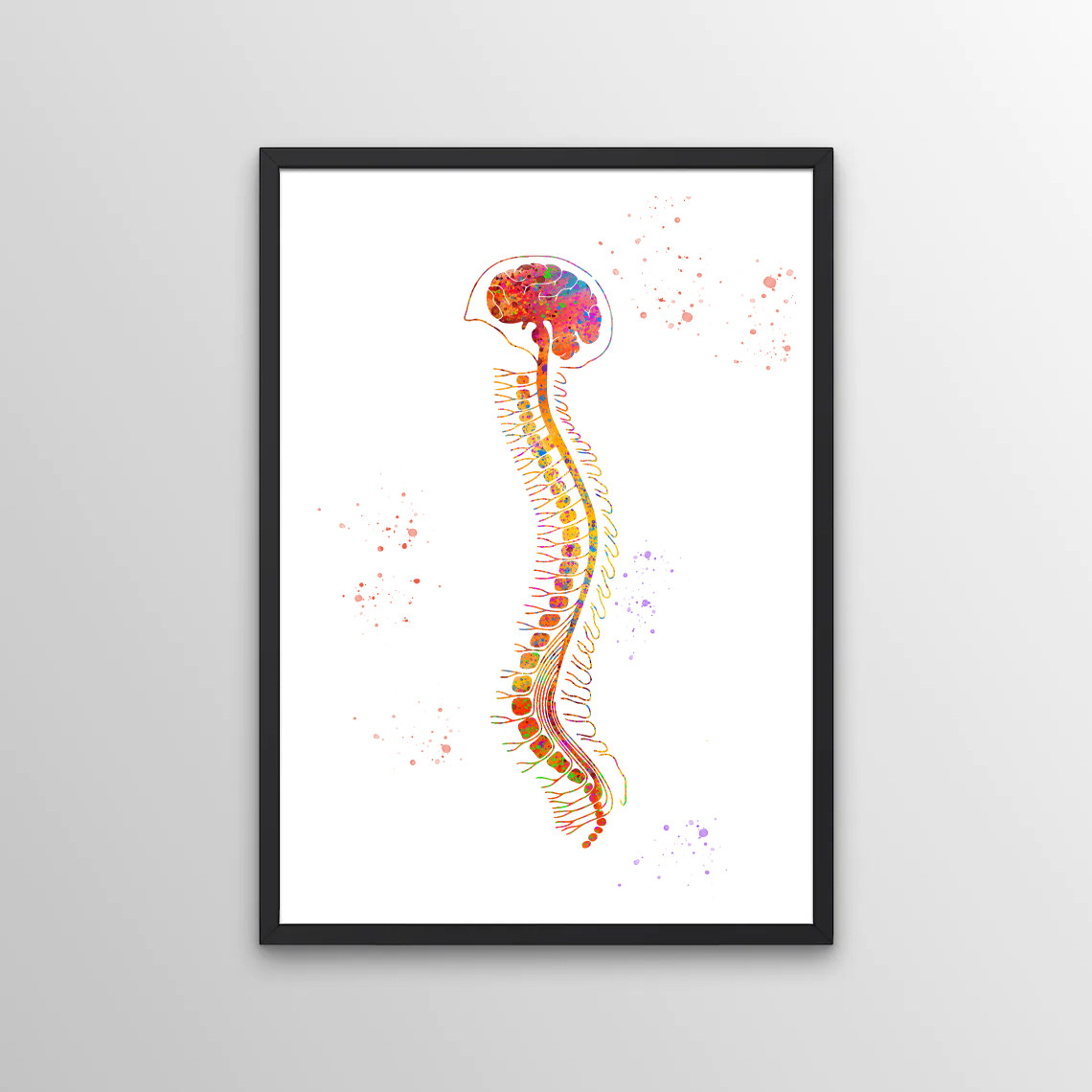 Rehabilitation Center Clinic Wall Chart Human Crest Vertebrae Skeletal Art Deco of Crest Columns Side Bend Brain Neuroposters