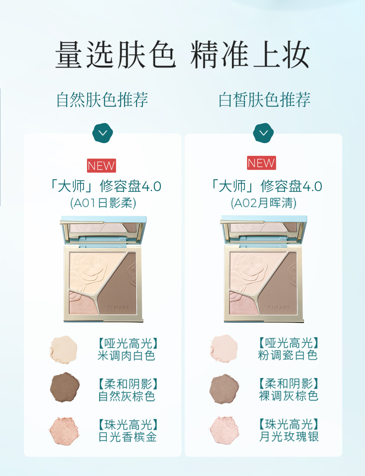 彩棠 三色高光修容盘4.0哑光闪粉阴影三色一体盘17克 #A01日影柔(适合自然肤色)