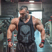 Punisher Skull male Typical Vesture Fitness suit Large-yard Loose Fitness Force Lift-collar Unsleeved Training T-shirt