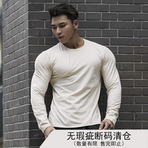 Qingcang autumn winter is about repairing long-sleeved men Fitness pure-color coach playing bottom sports top round collar T-shirt