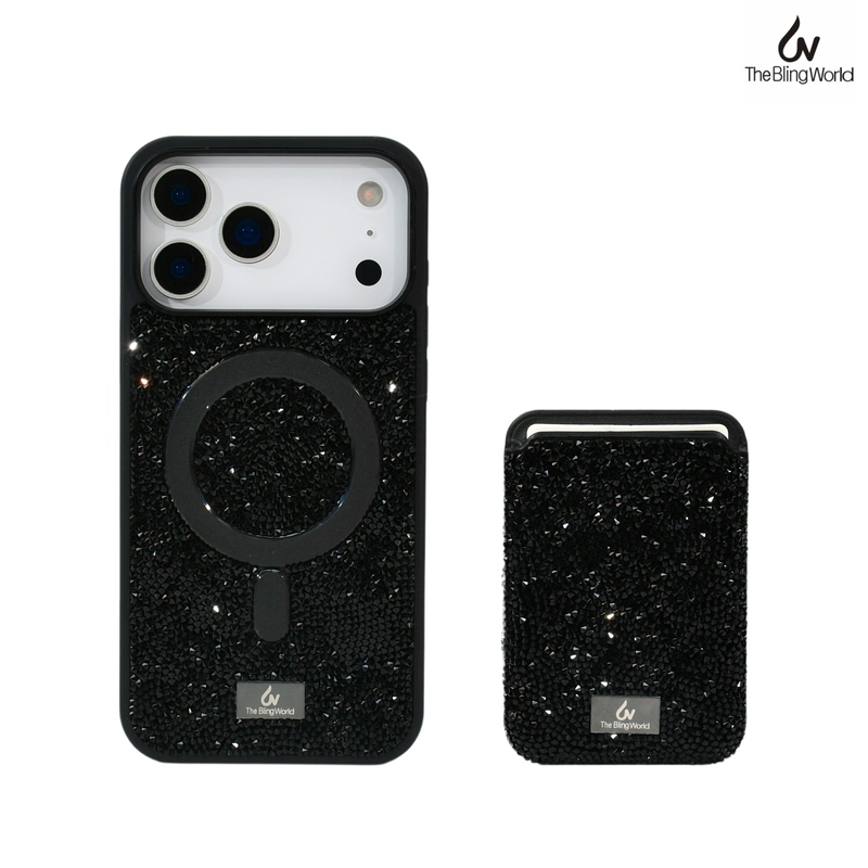The Bling World Magnetic Rhinestone Case Is Suitable for iPhone 18 Pro Max, Magsafe Magnetic 17 Pro Card Holder Phone Case