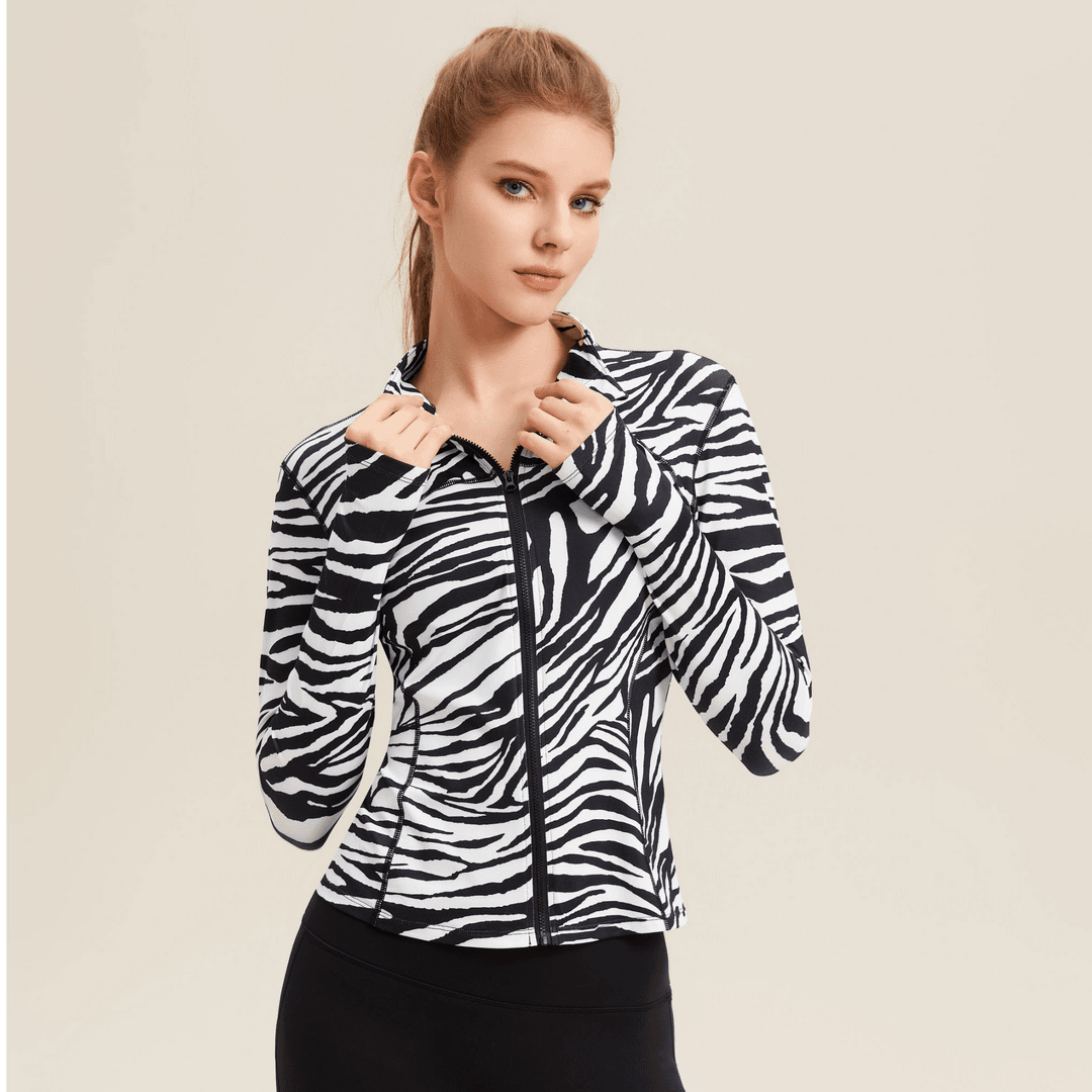 Yoga Fitness Jacket for Women, Running Sports Slim Fit, Naked Feeling, Stretchy, Comfortable, Long-Sleeved Casual Zebra Jacket Yoga Fitness Jacket for Women, Running Sports Slim Fit, Naked Feeling, Stretchy, Comfortable, Long-Sleeved Casual Zebra Jacket