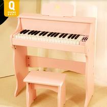 Qiaowa wooden childrens small piano home electronic keyboard toy can play baby girl birthday gift musical instrument enlightenment