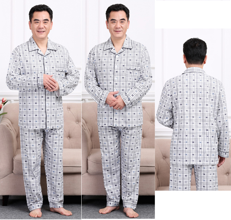 Bố nam ngủ mùa thu và mùa đông cotton dài tay mùa xuân và mùa thu nam cao niên phục vụ nhà mùa xuân và mùa thu phù hợp với bông trung niên hình ảnh đồ bộ kiểu
