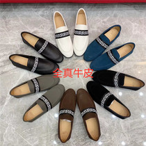 New Genuine Leather Mens Shoes Outside Wearing Calf Leather Single Shoes Fashion 100 Hitch Boomer Boomer Shoes A foot pedal Advanced set foot shoes