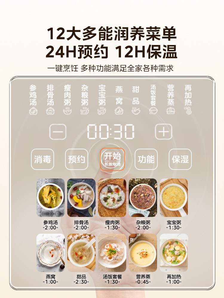 Midea Ceramic Steamer for Home Use, Suitable for Stewing, Cooking, and Making Bird's Nest Soup