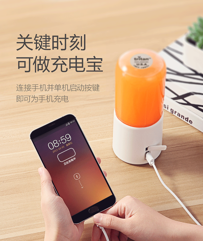 美的 MJ-LZ15Easy116 Tritan材质 迷你便携式榨汁机 天猫优惠券折后￥109包邮（￥199-90）可做充电宝