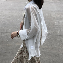 Tencel super fairy white sunscreen shirt womens cardigan after summer split irregular ins tide design sense wild outside