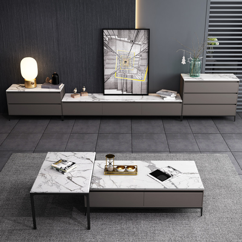Light Extravagant Small Family Rock Plate Modern Minima Home Storage Tea Table TV Cabinet Living-style Combined Design Baking Varnish