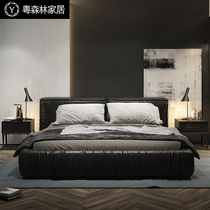 Nordic light luxury leather bed modern minimalist design ins Net red bed Master Bedroom 1 8 meters Italian minimalist double bed