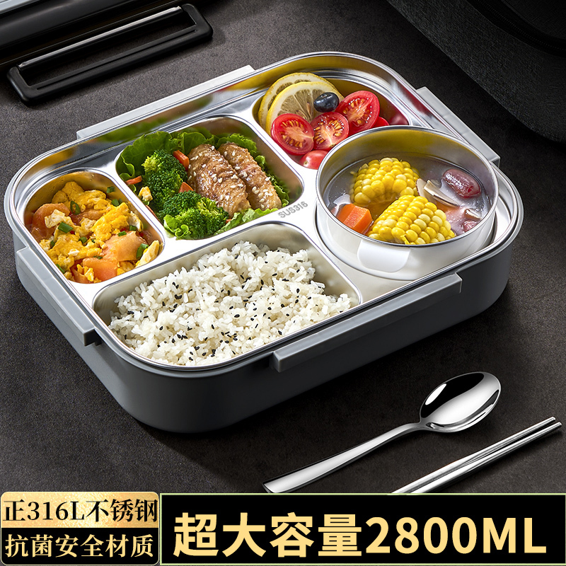Aisheng 316L Stainless Steel Compartmentalized Lunch Plate, Special for Adults and Primary and Secondary School Students to Use in the Cafeteria, Lunch Box for Office Workers